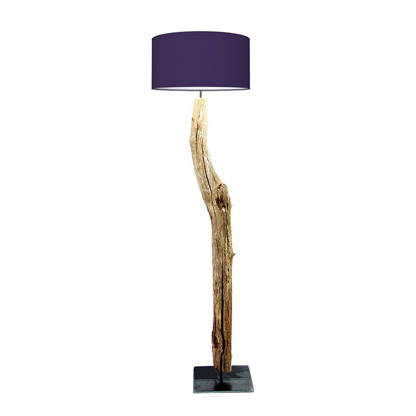 houten vloerlamp paars